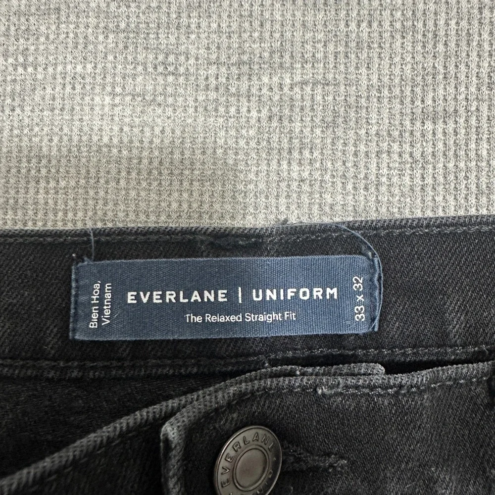 Everlane Uniform Relaxed‎ Straight Fit Denim Jeans Black Mens Size 33x30